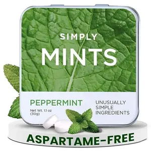 SIMPLY Mints | Peppermint Breath Mints | Pack of Six (180 Pieces Total) | Breath Freshening + Aspartame-Free + Vegan + non-GMO