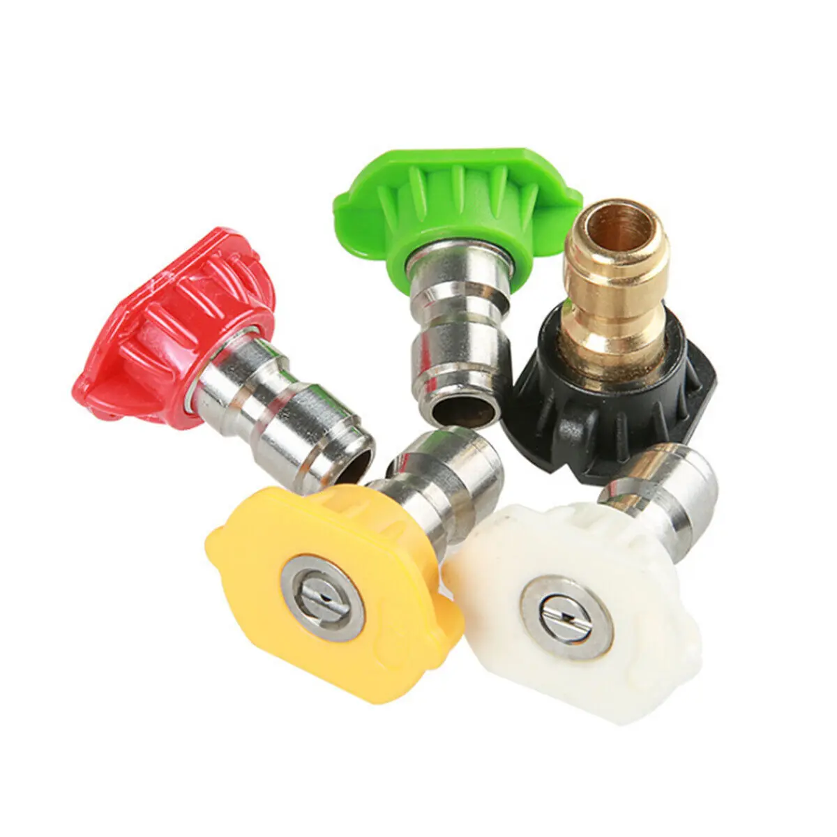 5pcs High Pressure Water Pressure Washer Nozzle Tool Kits - 100% Brand New Plastic Quick Connect 1/4" Garden Hose Connector, 1 Black Soap Tip, Concentrated Pencil Jet, Sensitive Surfaces Car Cleaning Accessory, Replaceable Hose Accessory