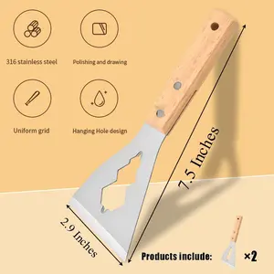 Paint Scraper Tool,Stainless Steel Stiff Putty Scraper with Wood Handle,Metal Spackle Scraper for Removing Drywall Paint Caulk Wood Wallpaper,1 Pieces