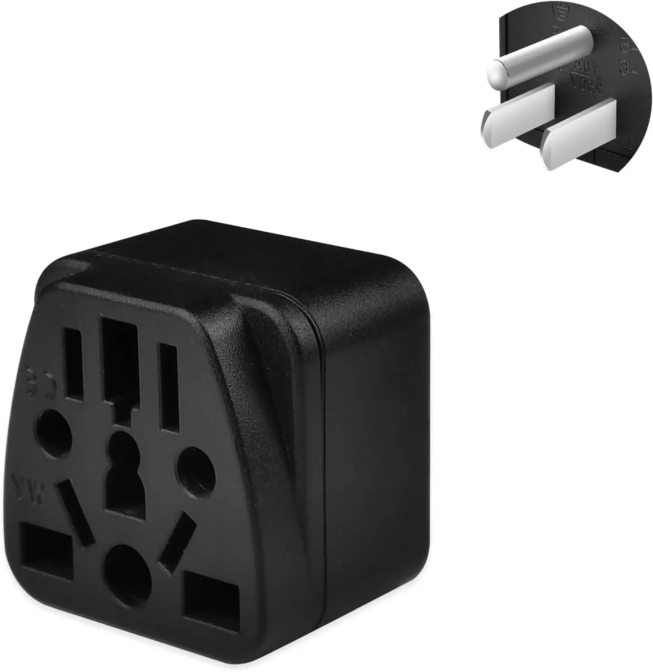 Universal International US Travel Plug Adapter - UK/EU/AU/CN/JP/Asia/Italy/Swiss/Brazil to US Type B, 3 Prong Grounded Power Outlet Converter, Mini Worldwide Wall Charger Adapter (2 Pack Black)