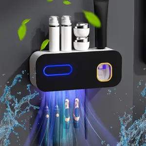 New Intelligent Dental Disinfection Rack UV Disinfection Multi functional Toothpaste Squeezer Non Perforated Toothbrush Storage Rack, Gift Home Choice