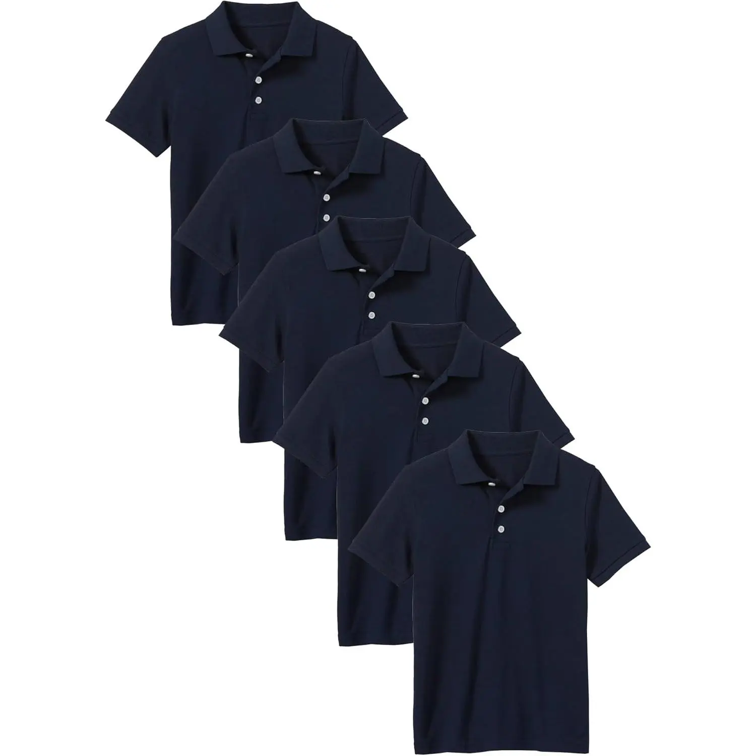 Polo Shirt for Boys - 5 Pack School Uniform for Boys, Tagless Cotton Blend - Soft Comfortable Everyday Wear