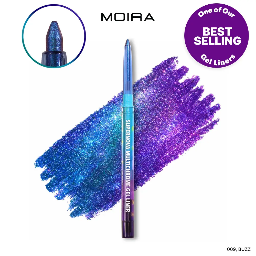 Moira | Supernova Multichrome Gel Eyeliner | Smooth gel texture, Built-In Sharpener, Water & Smudge-Proof | Shade (009, Buzz) | Upto 12hrs