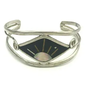 Aztec Alpaca Mexico Abalone Moon Rise Cuff Bangle Bracelet