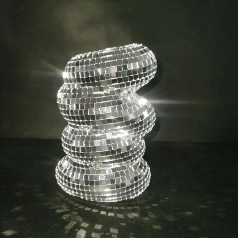 Silver Disco Ball Vase Flower Planter Pot Table Centerpiece Home Decor Gift