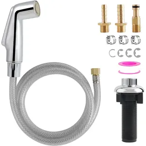 Universal Fit Kitchen Faucet Sprayer Attachment/Hose/Holder Set Compatible with Moen/Delta Faucet Sprayer Replacement, Kitchen Sink Side Sprayer , Chrome
