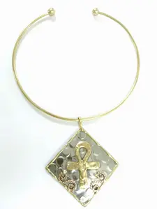 12 Inch Metal Ankh Pendant Medallion Necklace Female