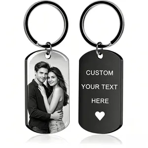 Personalized Photo Keychain, Custom Text & Picture Keychains, Unique Customized Gifts for Dad, Men and Boyfriend