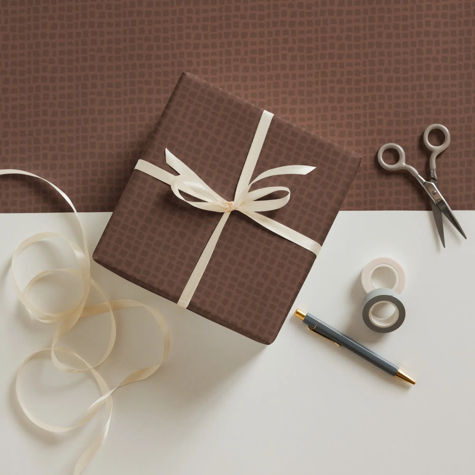 Dark Chocolate Modern Squares Wrapping paper sheets