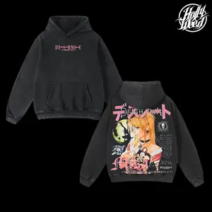 Death Note Characters Collection Retro Vintage Anime Manga Acid Washed Lightweight Cotton Hoodie, Gift For Anime Fan Casual Clothing