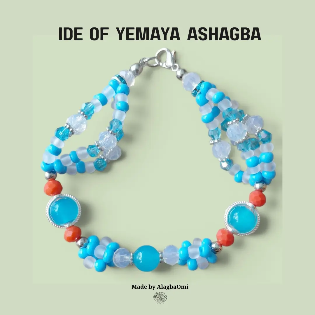 Yemaya Ashaba Bracelet, Yoruba Protection Bracelet, Ide de Yemaya Jewelry, Spiritual Beaded Bracelet, Orisha Gift Women