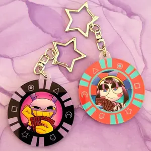 2 Ops Wanna Bet? Jax & Pomni Acrylic Keychains, The Amazing Digital Circus Bag Charms