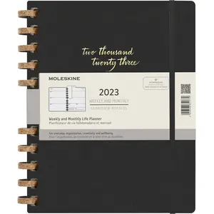 Moleskine Planner Notebook Hardcover Spiral 2023 Weekly Monthly Dated Stickers