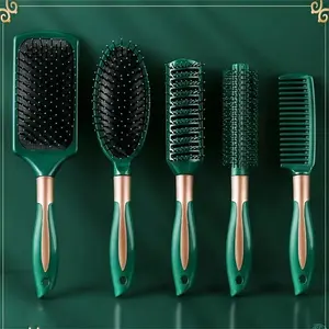 Hair Brush Set, 5 Counts/set Air Cushion Comb & Round Curling Brush & Detangling Brush, Anti-static Hair Styling Tool for Women & Men, Detangler Brush