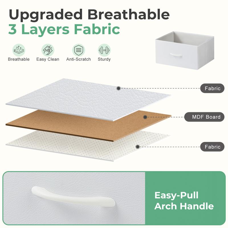 Dresser with 4 Drawers, Storage Tower, Organizer Unit, Fabric Dresser for Bedroom, Hallway, Entryway, Closets, Sturdy Steel Frame, Wood Top, Easy Pull Handle