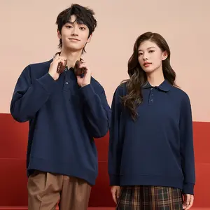 100% cotton collar t-shirt work uniform custom logo printing for autumn and winter enterprise group culture shirts catering work uniform customization