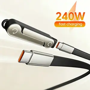 olive Max 240w Quick Charge Cable, Detachable Stand Data Line, Multi-Functional Car Charger, Compatible with Samsung Type-C Devices, Type C Charging
