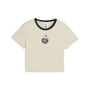 PUMA Womens X Hello Kitty Graphic Crew Neck Short Sleeve Casual Tops Casual - White
