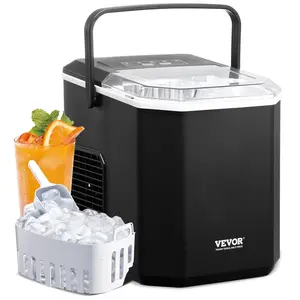 VEVOR Countertop Ice Maker, TikTokShopBlackFriday, 9 Cubes Ready in 6 Mins, 26lbs in 24Hrs, Self-Cleaning Portable Ice Maker with Ice Scoop and Basket, Ice Machine with 2 Sizes Bullet Ice for Home Kitchen Office Bar Party
