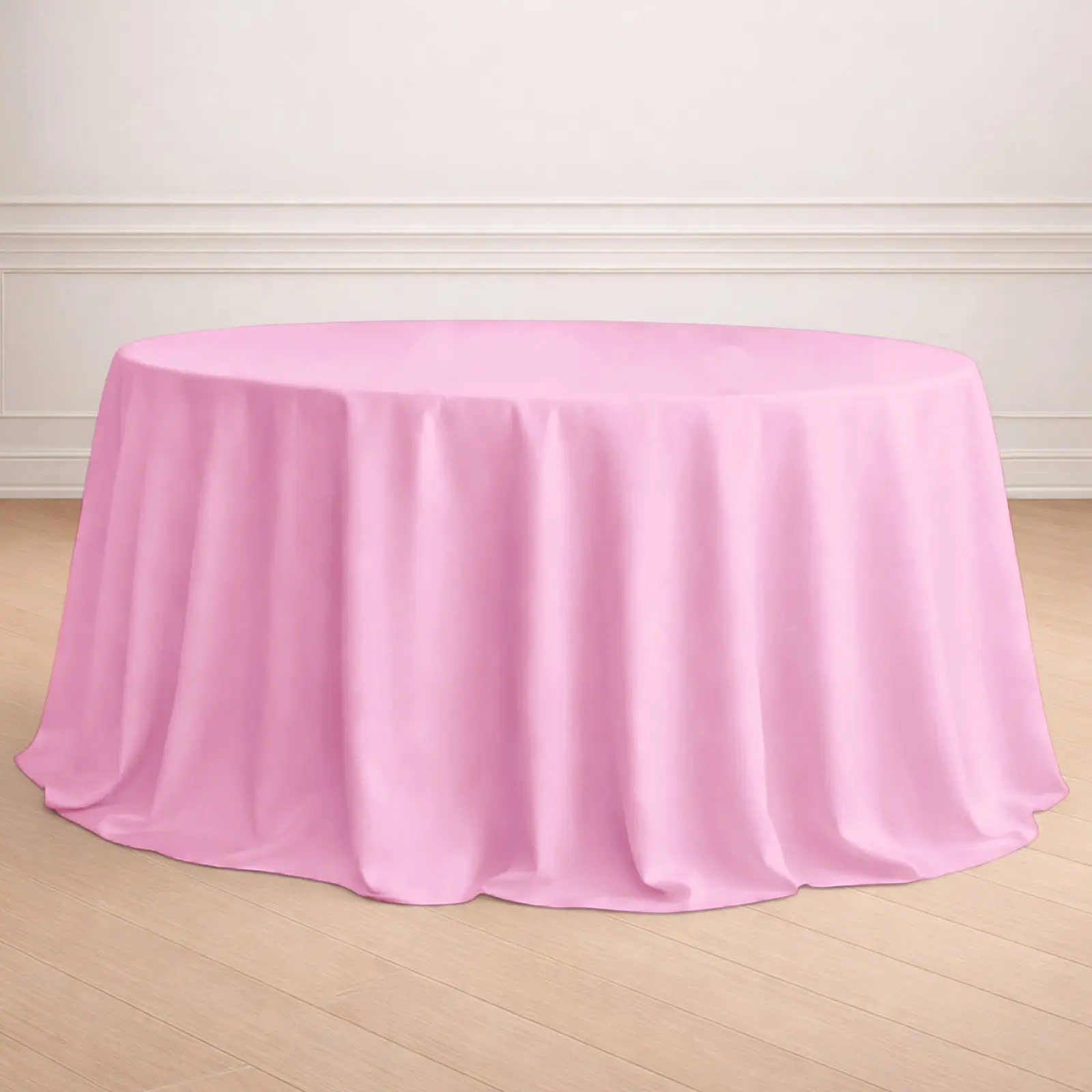 132" Round Solid Polyester Seamless Tablecloth - Pink Flexible Table Cover for Party Supplies, Festival Decorations, Modern Elegant Decor