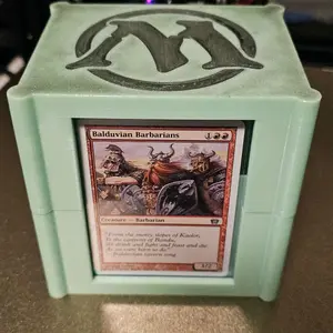 Magic the Gathering Deck Box - Customizable Green Color with Secure Side Compartment & Inset Letters Filled with Resin