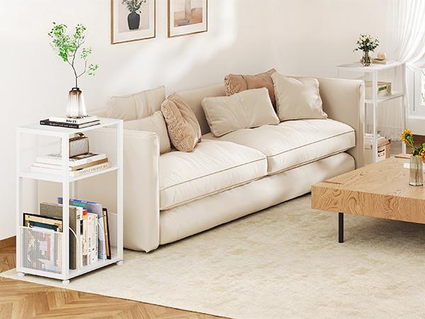Record Player Stand, 3-Tier Side Table, Vinyl Record Storage Albums, End Table for Living Room, Bedroom