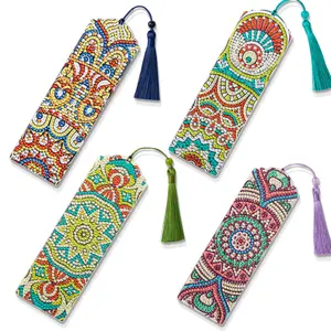 4 Piece Diamond Painting Bookmark Set, Mandala Design with Tassels, DIY Diamond Art Kit, Creative Gift for Graduation and Back-To-School