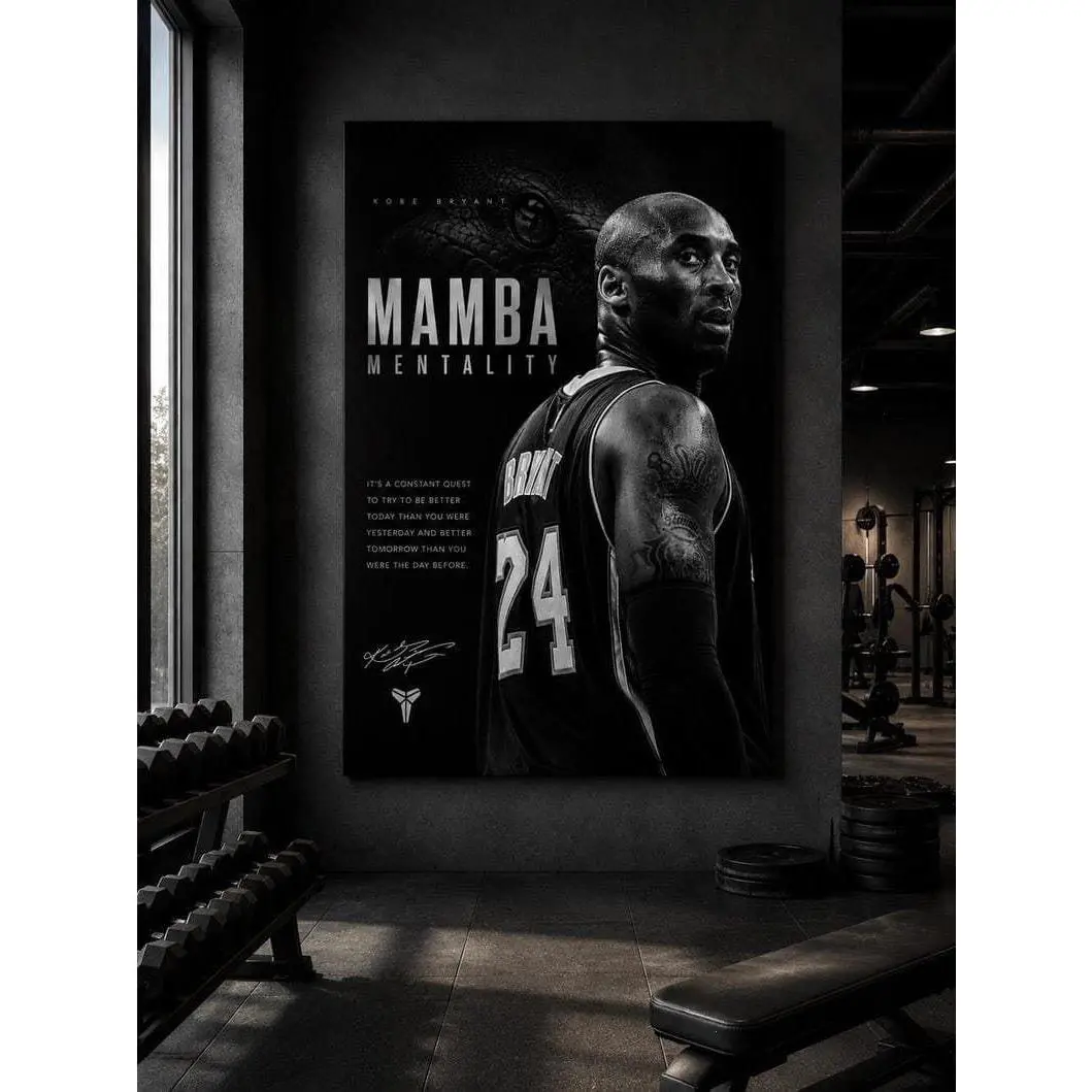[Unframed Poster] Mamba Mentality Tribute Poster Print Black & White Gym Wall Art Motivational Sports Poster Modern Luxury Kobe Bryant Decor, Gift For Her, Gift For Him.