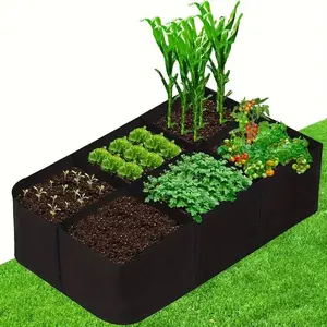 8-section Garden Bed, Elevated Planting Boxes, Breathable Raised Planter for Vegetables, Potatoes & Flowers, Durable Rectangle Planting Container for Indoor/Outdoor Gardening, Potato Grow Bag