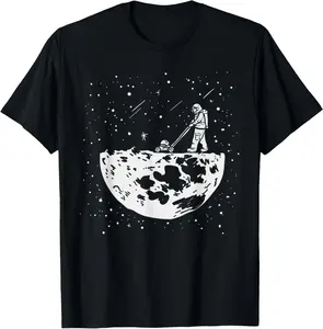 Casual Cotton shortsleeve tees Funny Astronaut Tee Moon Mowing Gardening Spaceman Galaxy T-Shirt