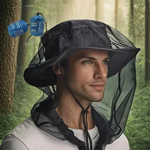 Ultra-Light Drawstring Mosquito Head Cover - Insect-Protection Mesh Face Cover for Hiking, Camping, Fishing
