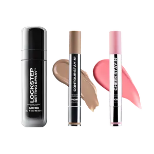 sacheu Lockstep Setting Spray + Cheek STAY-N + Contour STAY-N - Full-Face Base Routine, 16 Hour Wear, Choose Your Favorite Shades