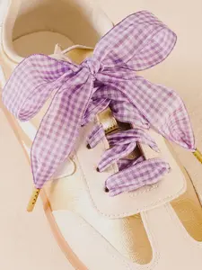 Purple Gingham Shoelaces