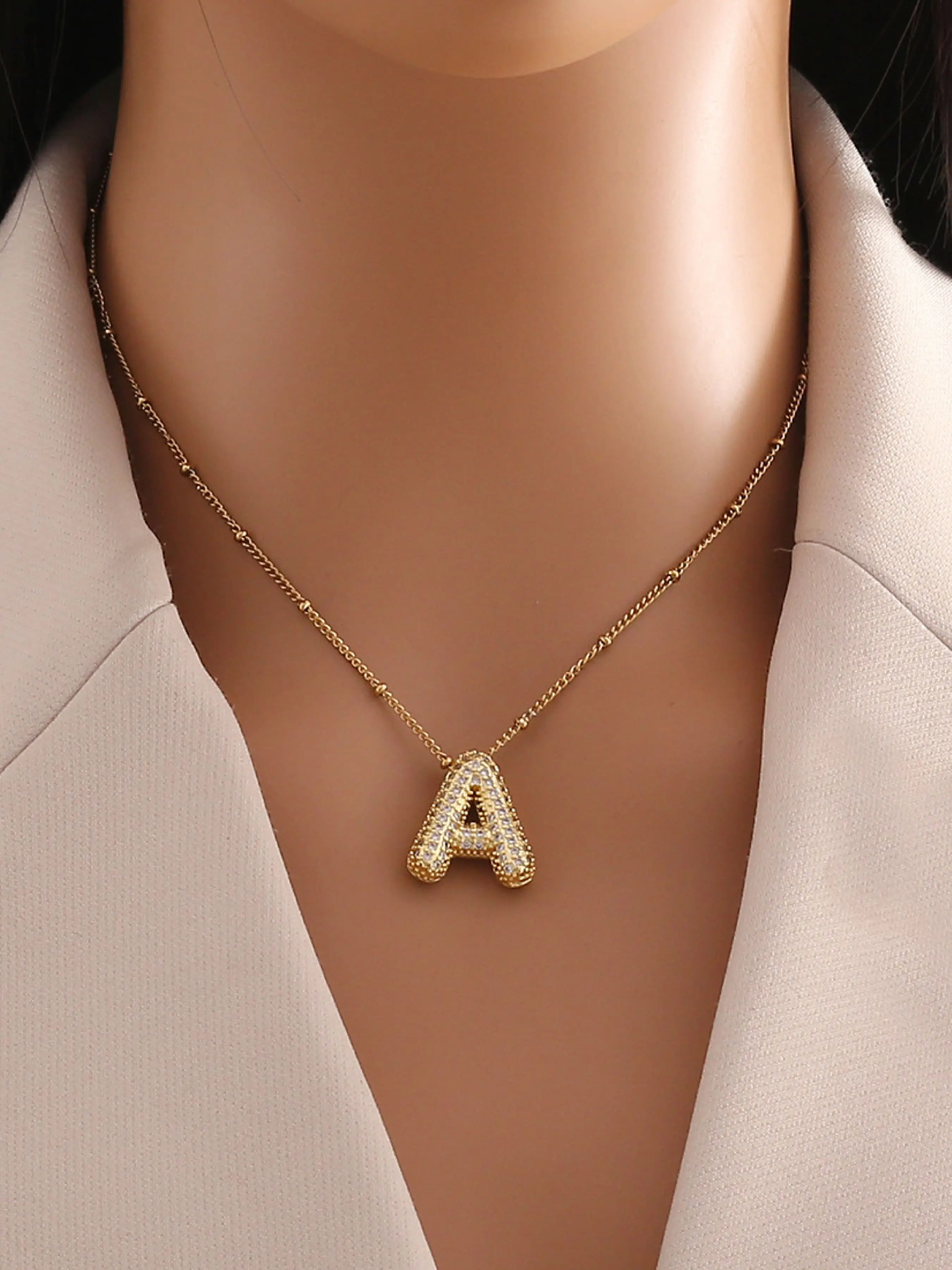 Fashion Zircon Bubble Letter Necklace for Women, 26 Alphabet Pendants Jewelry Gift, Birthday Gift Jewelry, Personalized Initial Necklace Jewelry, Perfect for Daily Wear & Special Occasions