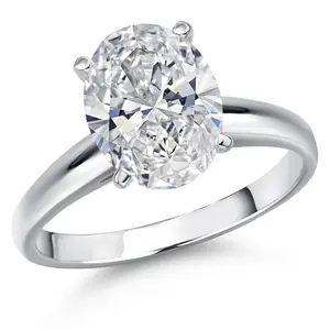 0.75-5 Cttw Oval Lab Grown Diamond Solitaire Engagement Ring For Women | 14K White Gold | E-F Color | IGI Certified | VS1-VS2 Clarity | Wedding Anniversary Gold Ring | Size 5, 6, 7, 8, 9