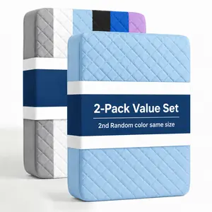 【2-Pack Value Set】Ultra Soft Noiseless Mattress Pad Cover with Deep Pocket , 100% Waterproof & Stain Resistant Bed Mattress Cover, Machine Washable for Bedroom Dorm Hotel