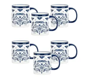10 Strawberry Street Set of 6 Talavera Dinner Mugs