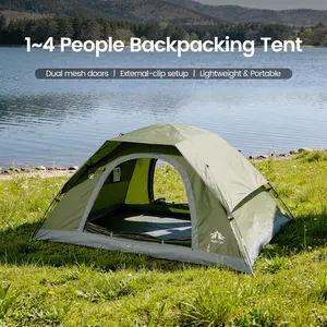 Night Cat Upgraded 1-4 Person Waterproof Windproof Folding Backpacking Tent, 1 Min Easy Clip Setup, 3000mm Heavy Rainproof, 20% More Headroom, Lightweight Compact for Camping, Hiking, Waterproof Tent, Windproof Folding Tent