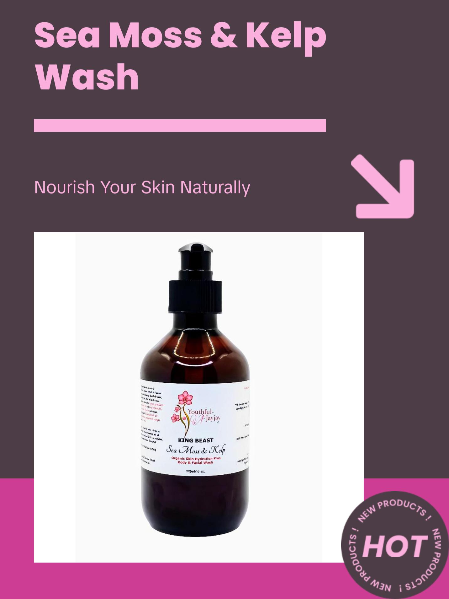 KING BEAST: Organic Sea Moss & Kelp Body & Facial Wash, 10 oz.