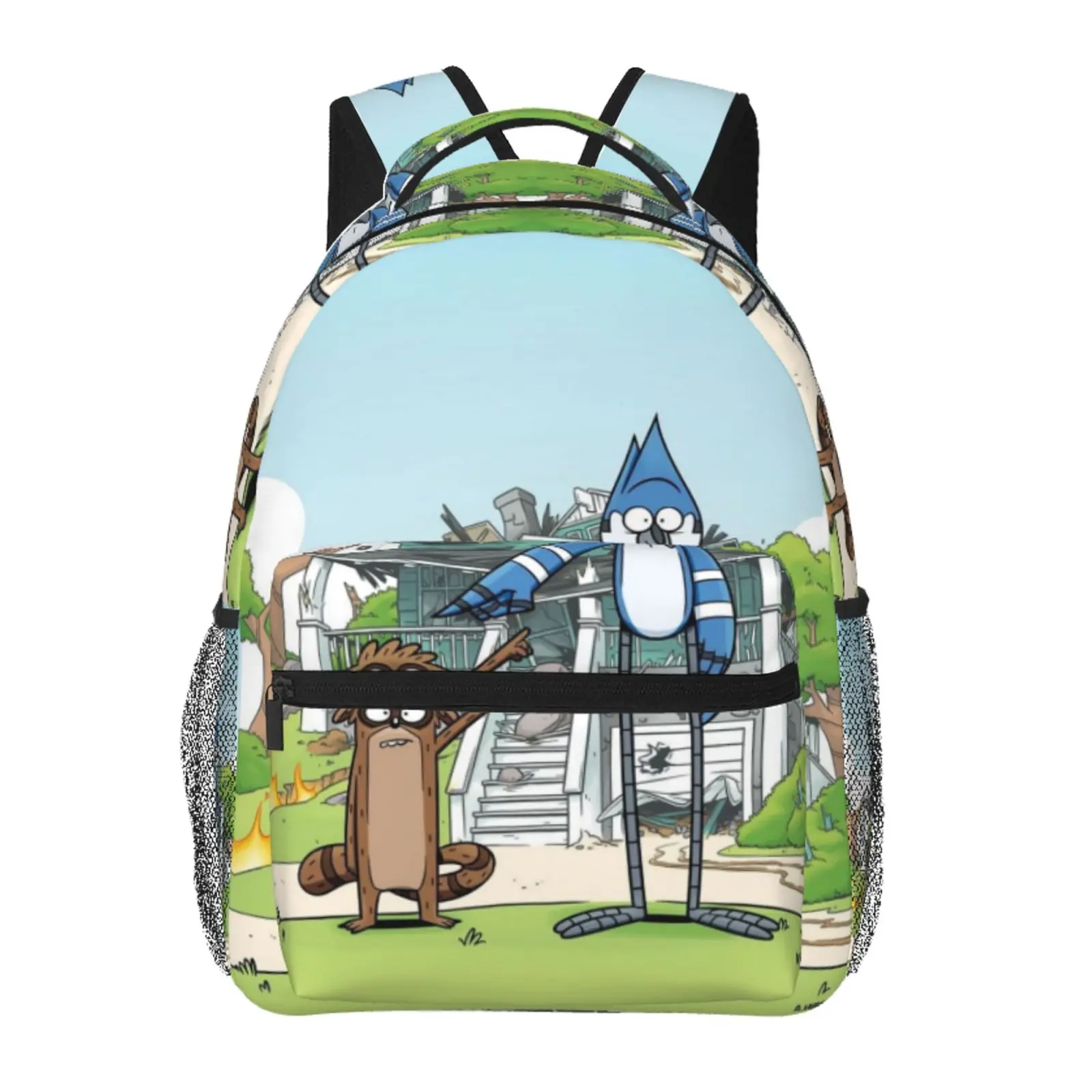 Back-to-school gifts Regular Show Fashion All Over Print Large Capacity Casual Backpack for Daily Use Outdoor Sports Office, Cartoon Regular Show Merch Laptop Daypack School Bag for Boys Girls & Gift Giving