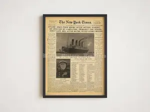 Titanic Newspaper Print: NY Times Frontpage, April 16, 1912 (Poster Download)
