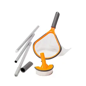 212 MAIN Spa Cleaning Kit for Aquatic Fitness, 3-Pieces Scoop Brush Pole with Nylon Bristles, Curved Shape, Soft Edges, Corner Cleaning Capability, Easy Attachment, Surface-Safe Design