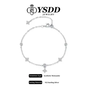 【11.15 New Bracelet】Exquisite Lucky Clover Bezel Set Bracelet Full Moissanite vvs Synthetic Moissanite Bracelet in 925 Sterling Silver