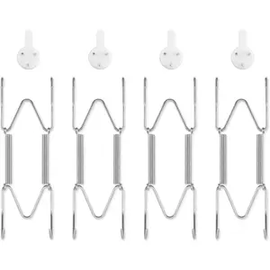 4 Pack Plate Hangers for Wall, Invisible Heavy Duty Stainless Steel Wire Holders for 6-8 inch Art Plates, with Wall Hooks for Displaying Plates Platter Dish, Silver