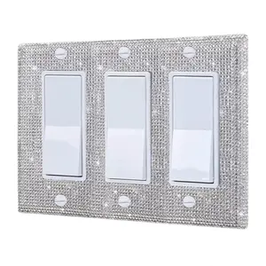 1 PC Rhinestone triple Switch Wall Plate Cover Bling Plug Outlet Glitter Crystal Home