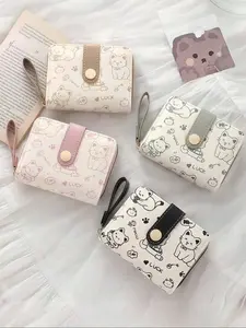 Women's Short Wallet, Cute Kitten Pattern Design, Multi-Functional Card Holder & Coin Purse, Compact Size Ideal for Daily Use, Trendy Wallet
