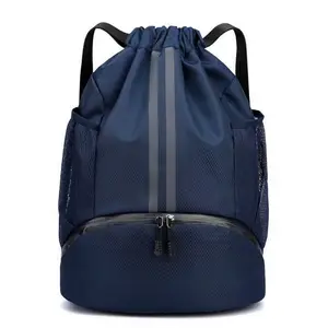 Sport Drawstring Backpack with Shoe Compartment and Moisture-Proof Pocket, Ideal for Basketball, Soccer, Volleyball, Swimwear, Gym Bag (unisex)