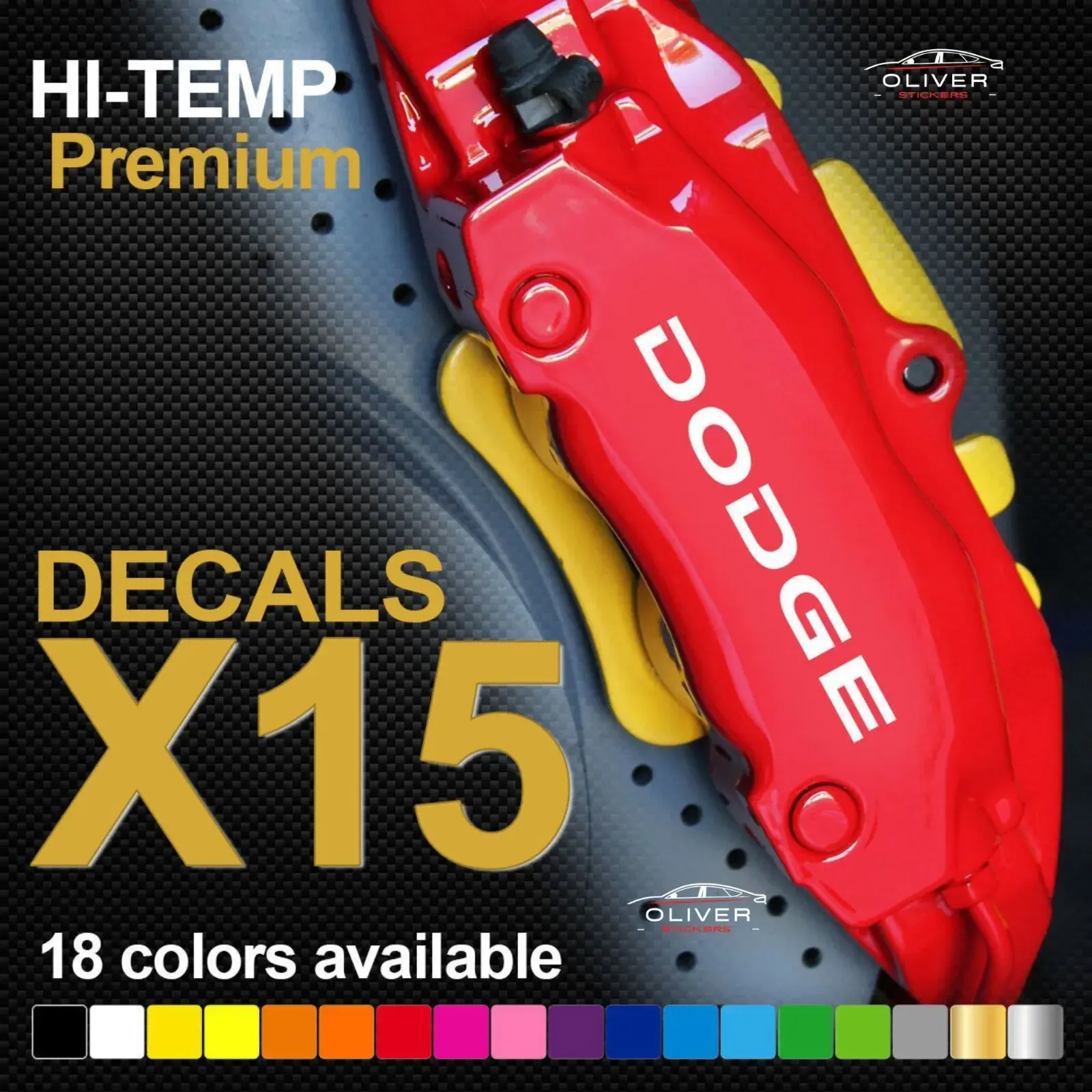 15x DODGE Brake Calipers Decal Stickers for Car