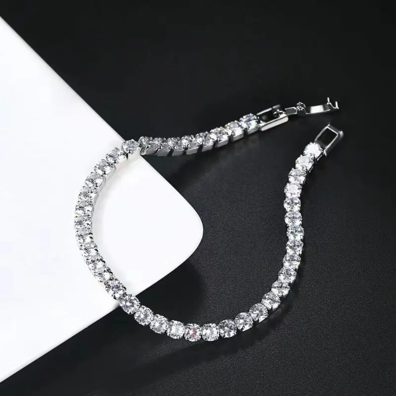 Luxury Cubic Zirconia Tennis Style Bracelets & Bangles - Men's Elegant Bangle, Rhinestone Hip Hop Punk Streetwear Jewelry for Couple Hand Wear, Cubic Zirconia Bracelet, Elegant Bangle Bracelet