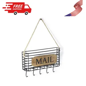 Mail Organizer Wall Mount, Rustic Mail Holder Key Holder for Wall